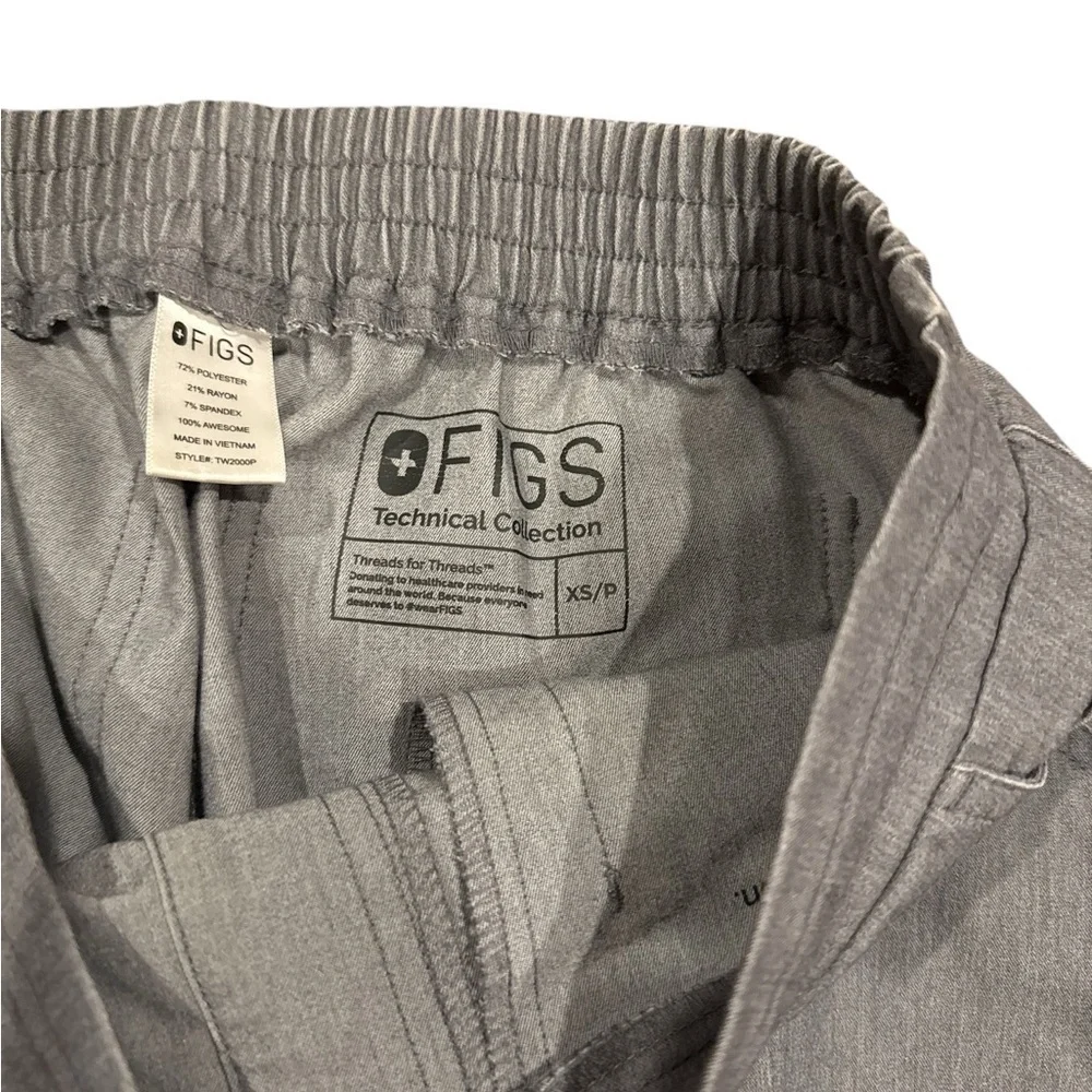 Figs Men's Cargo Pants in Gray with Teal Drawstring